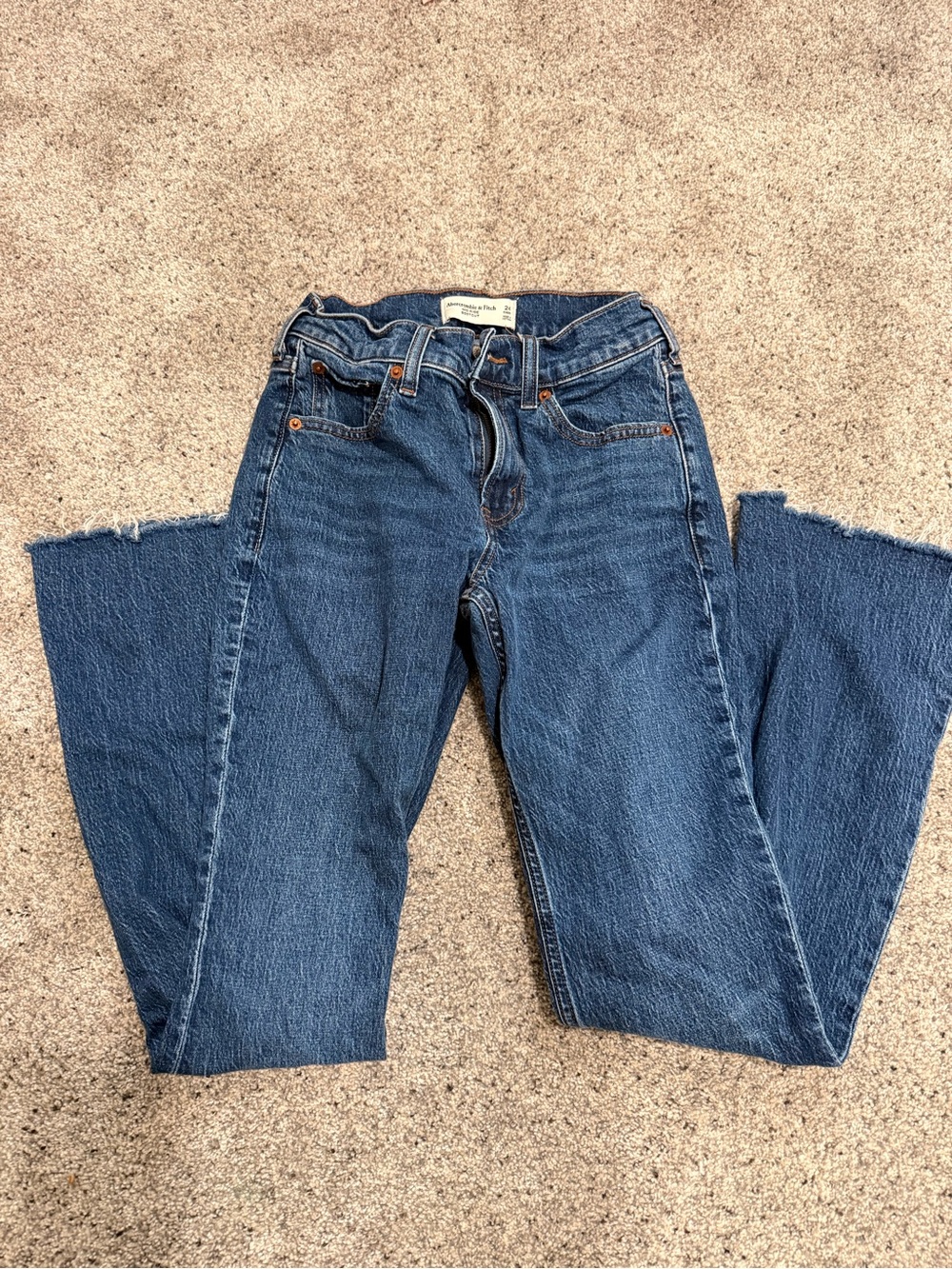 Abercrombie & Fitch High Rise Bootcut Jeans Size 24S Raw Hem